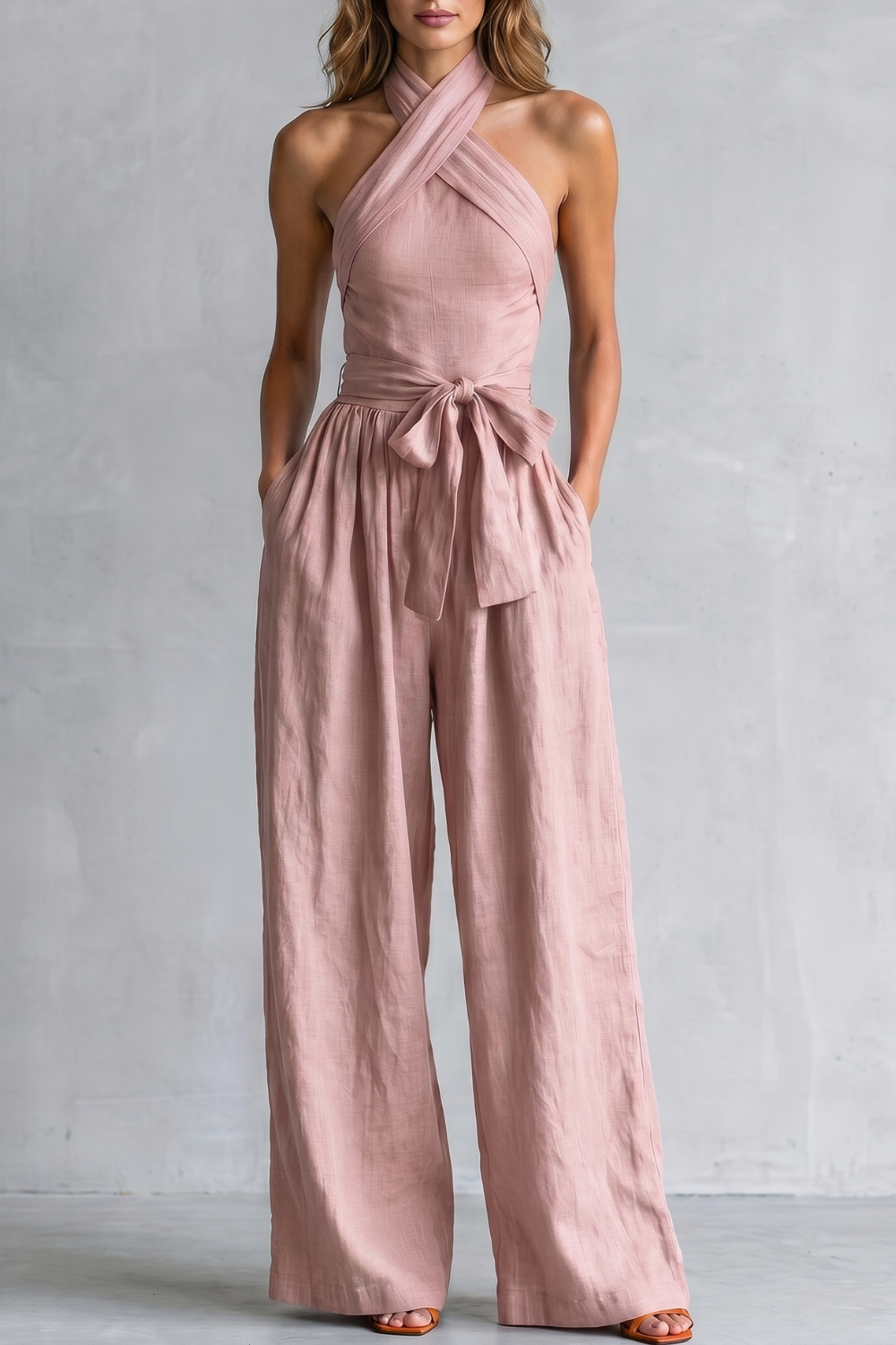 Aveline | Cross-Halter Wide-Leg Jumpsuit