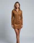 Harlow | Faux Suede Stand Collar Zip Mini