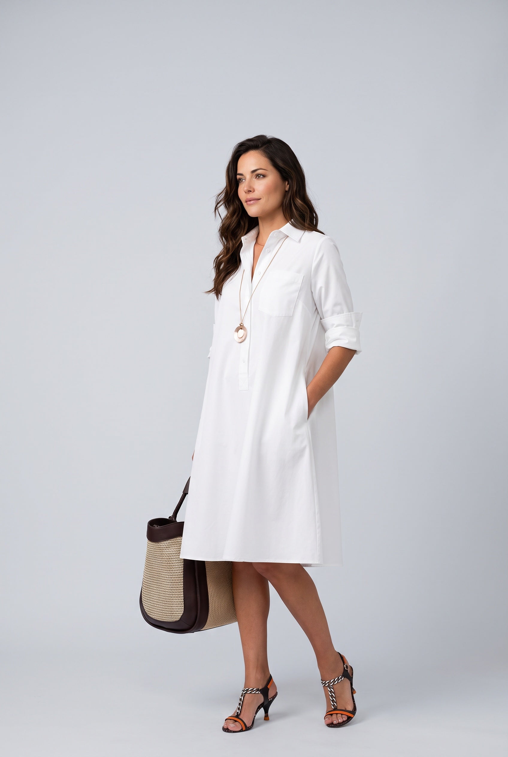 Bianca | Collared Long Sleeve Polo Midi Dress