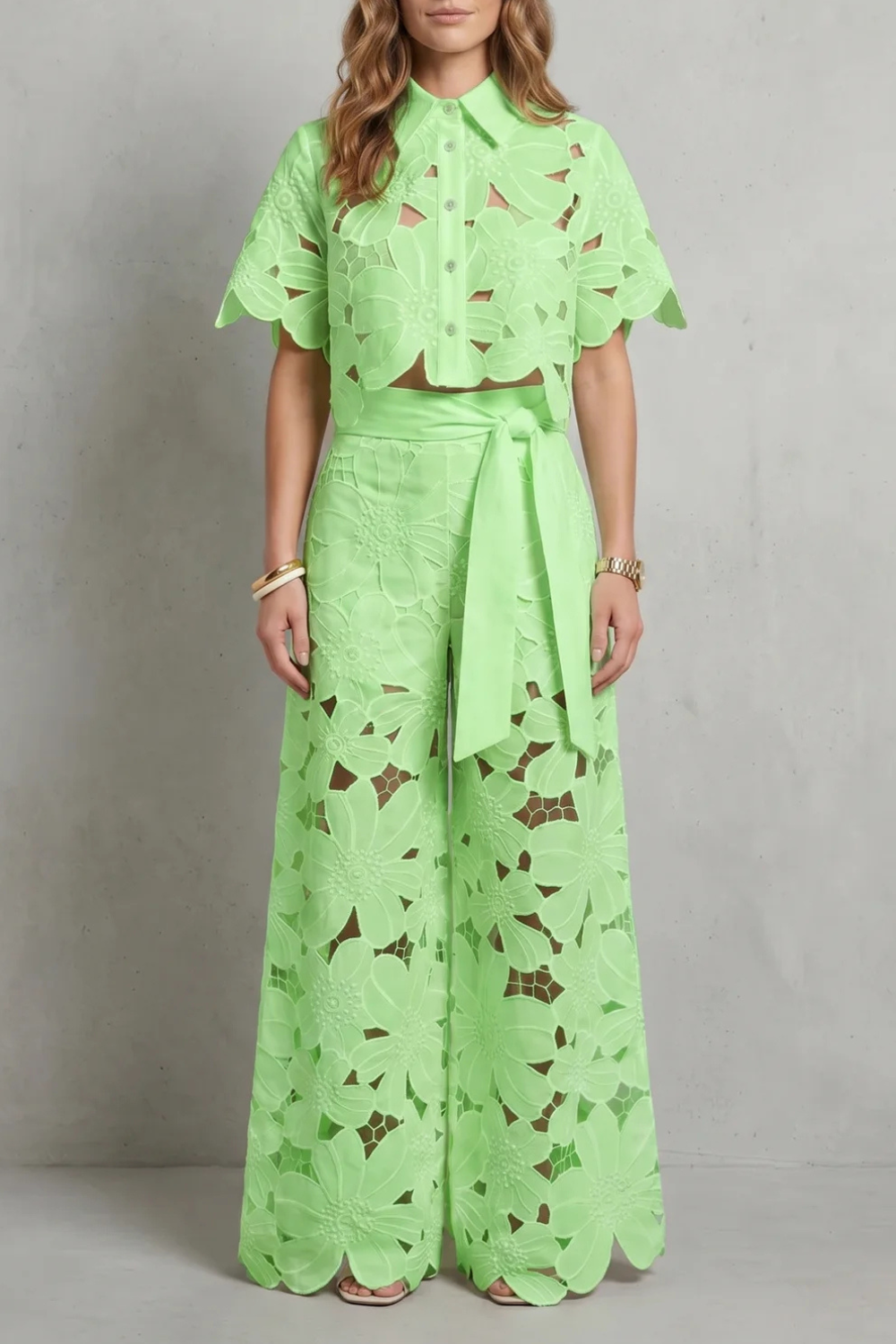 Bellarisse | Embroidered Lace Top & Skirt Set