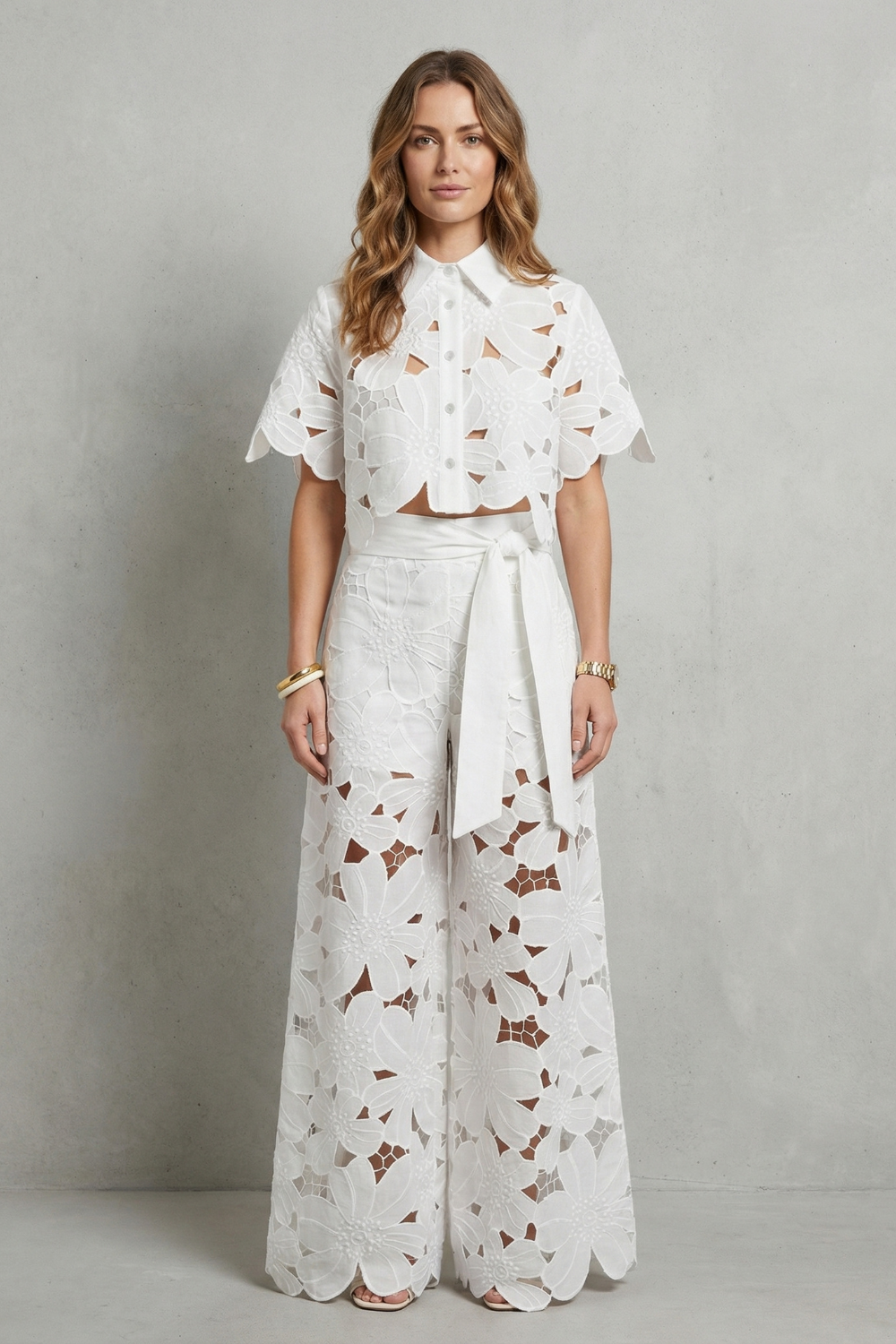 Bellarisse | Embroidered Lace Top & Skirt Set