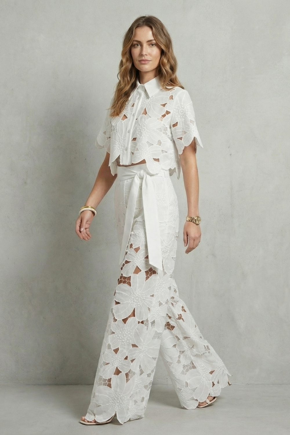 Bellarisse | Embroidered Lace Top & Skirt Set
