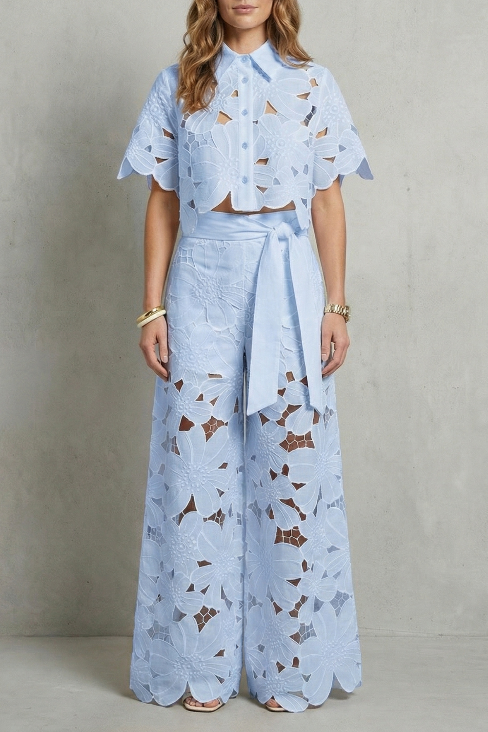 Bellarisse | Embroidered Lace Top & Skirt Set