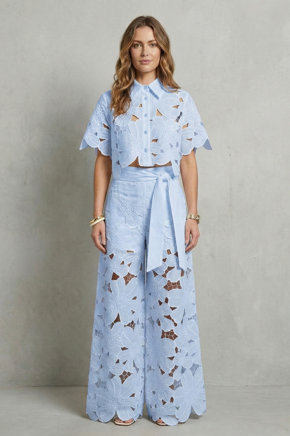 Bellarisse | Embroidered Lace Top & Skirt Set