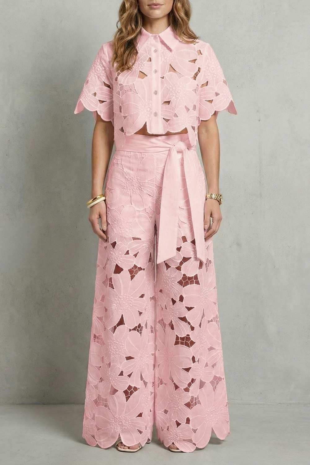 Bellarisse | Embroidered Lace Top & Skirt Set