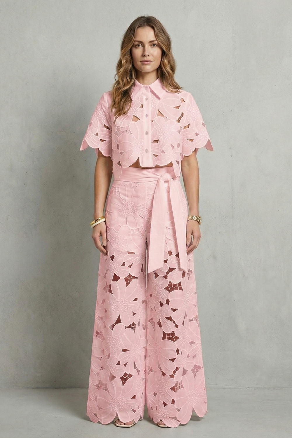 Bellarisse | Embroidered Lace Top & Skirt Set