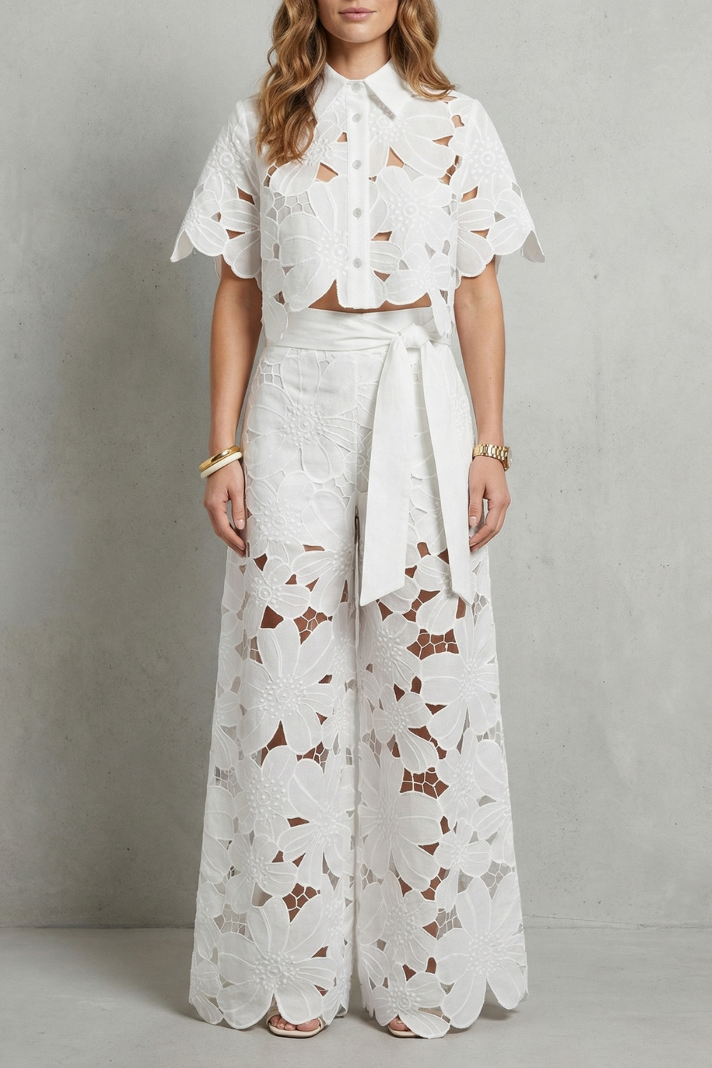 Bellarisse | Embroidered Lace Top & Skirt Set