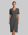 Greta | V-Neck Wrap Short Sleeve Midi Dress