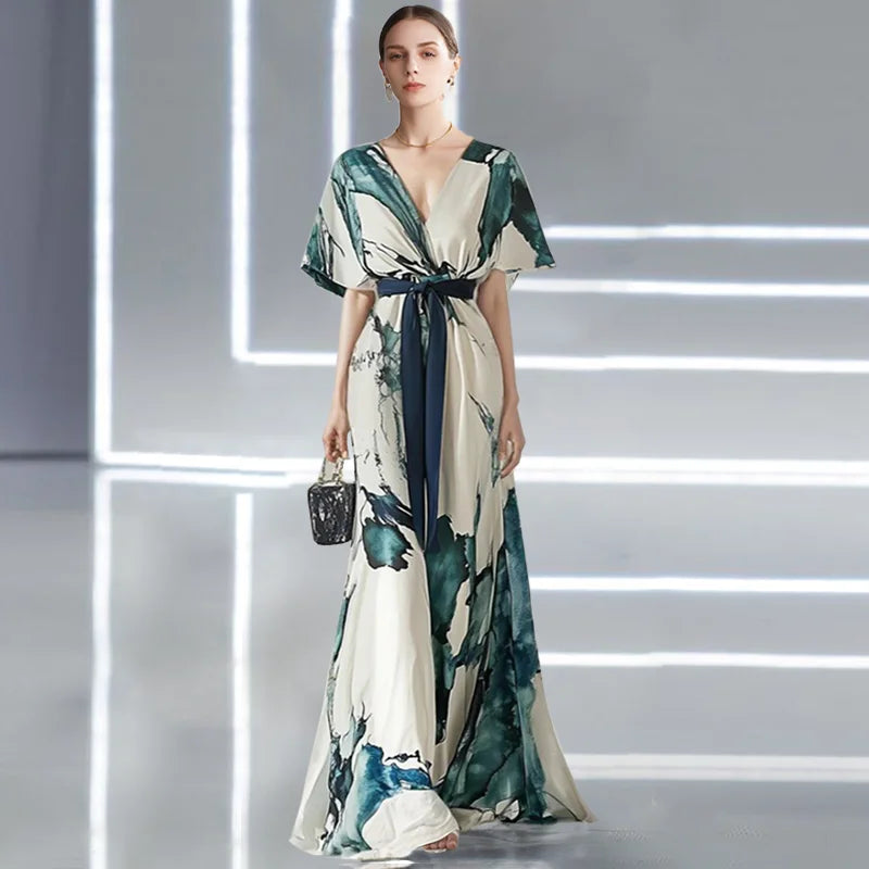 Sienna | Floral Maxi with Deep V Neck