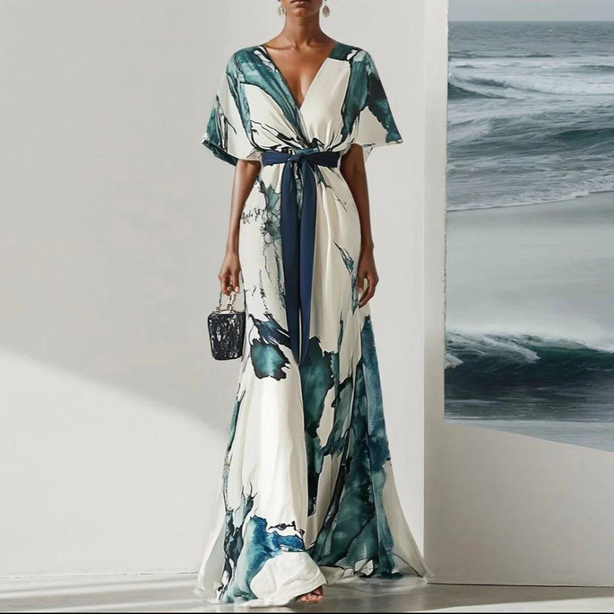 Sienna | Floral Maxi with Deep V Neck