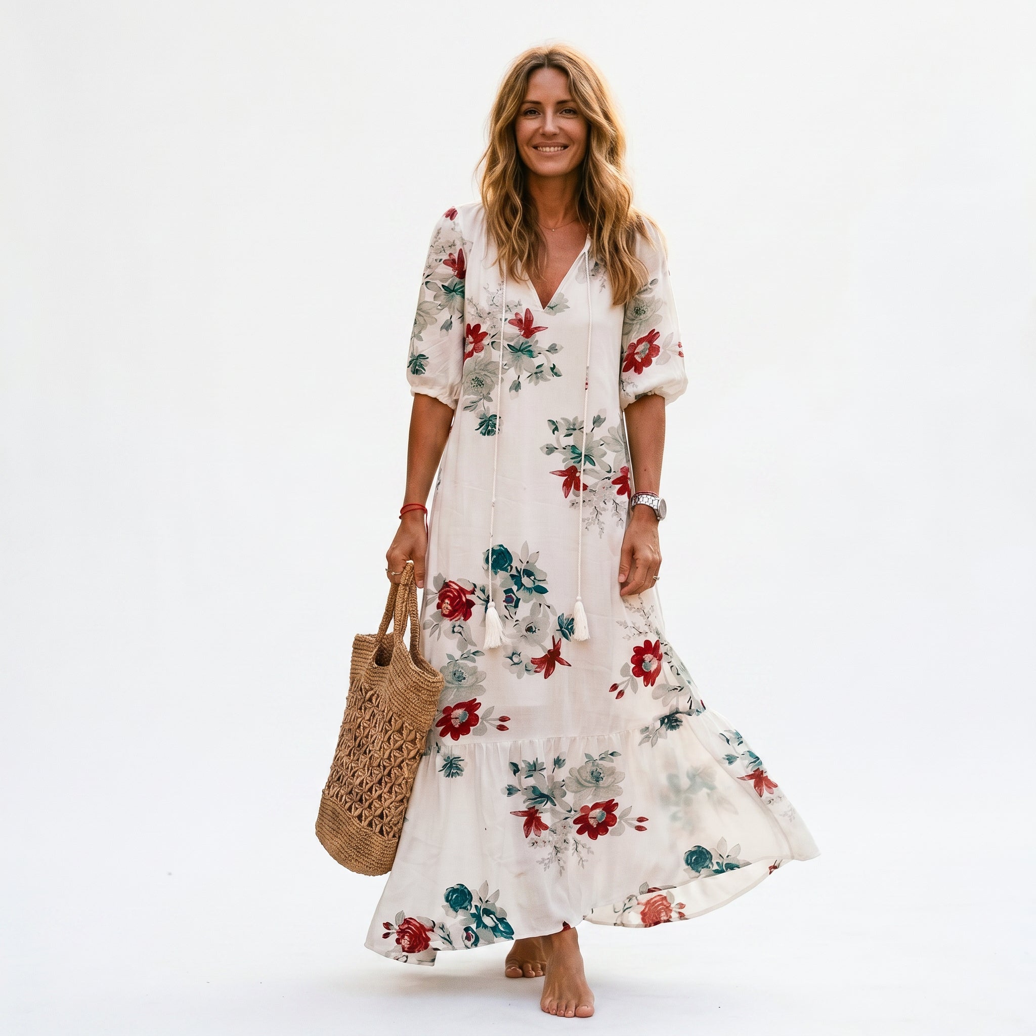 Paige | Boho Vintage Floral Midi Dress