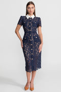 Cleo | Floral Lace Belted Midi Dress