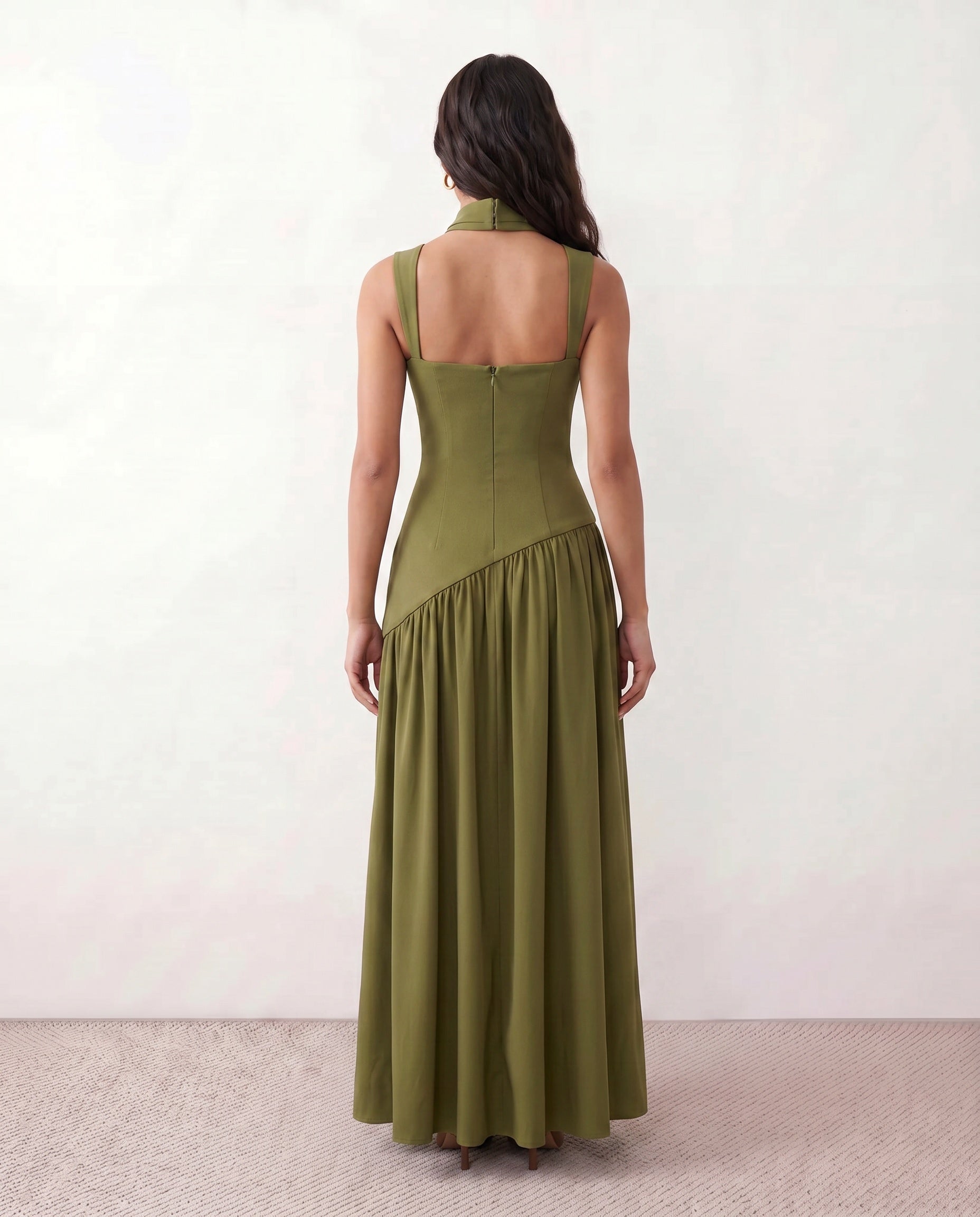 Ines | Basque Waist Lace-Up Maxi Dress