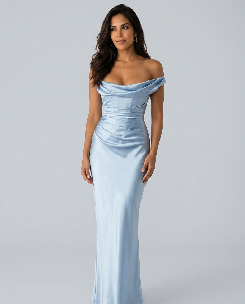 Isadora | Asymmetric Lace-Trim Strapless Maxi Dress