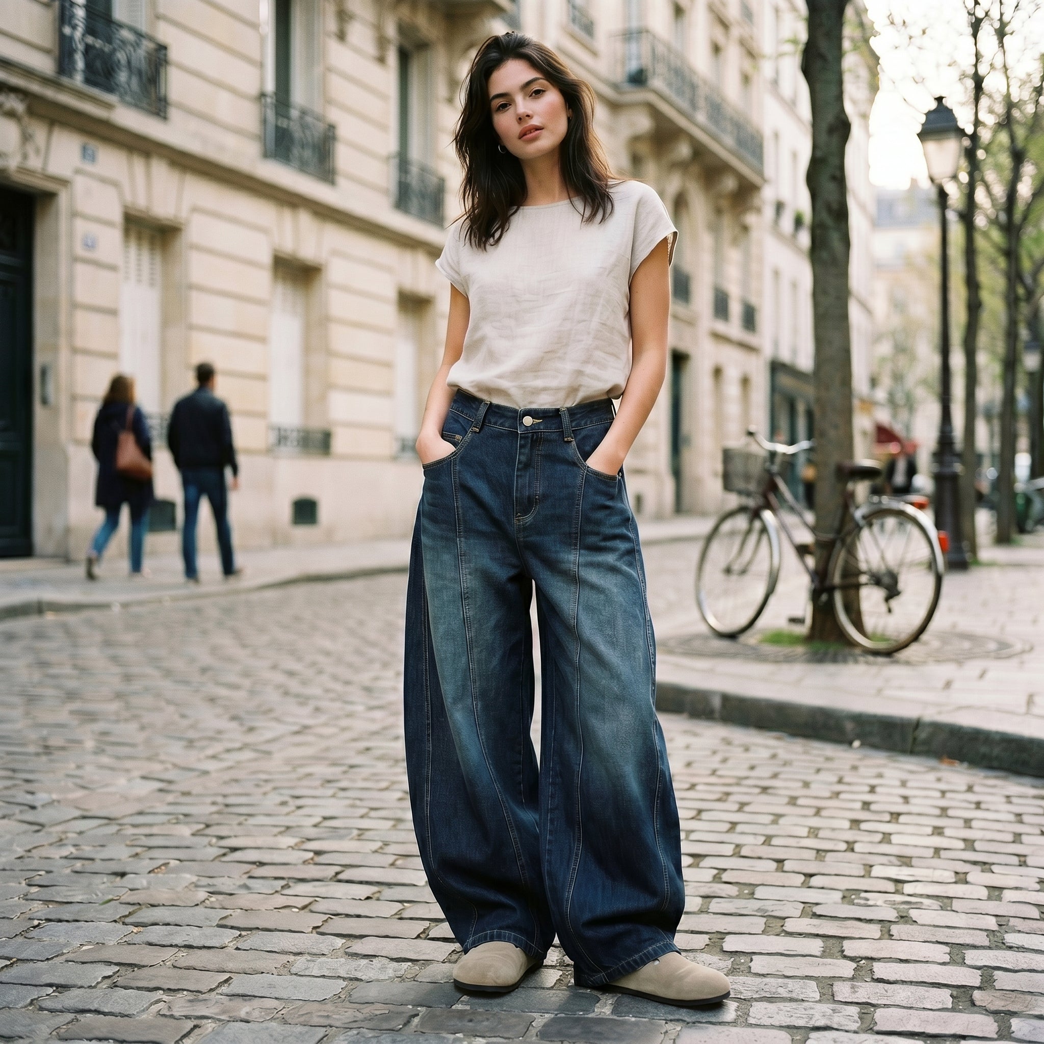 Saskia | Baggy Embroidered Patchwork Jeans