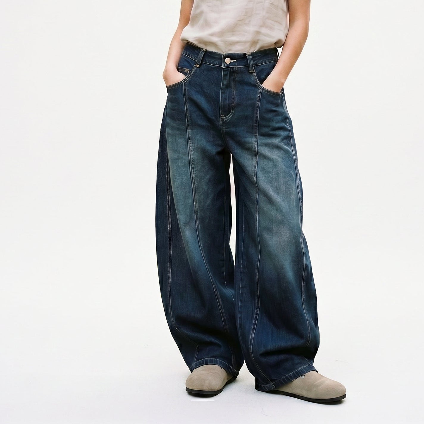 Saskia | Baggy Embroidered Patchwork Jeans