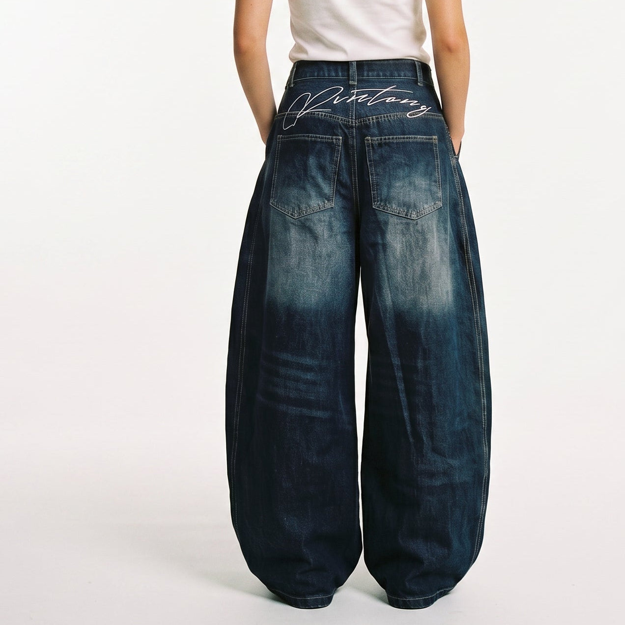 Saskia | Baggy Embroidered Patchwork Jeans