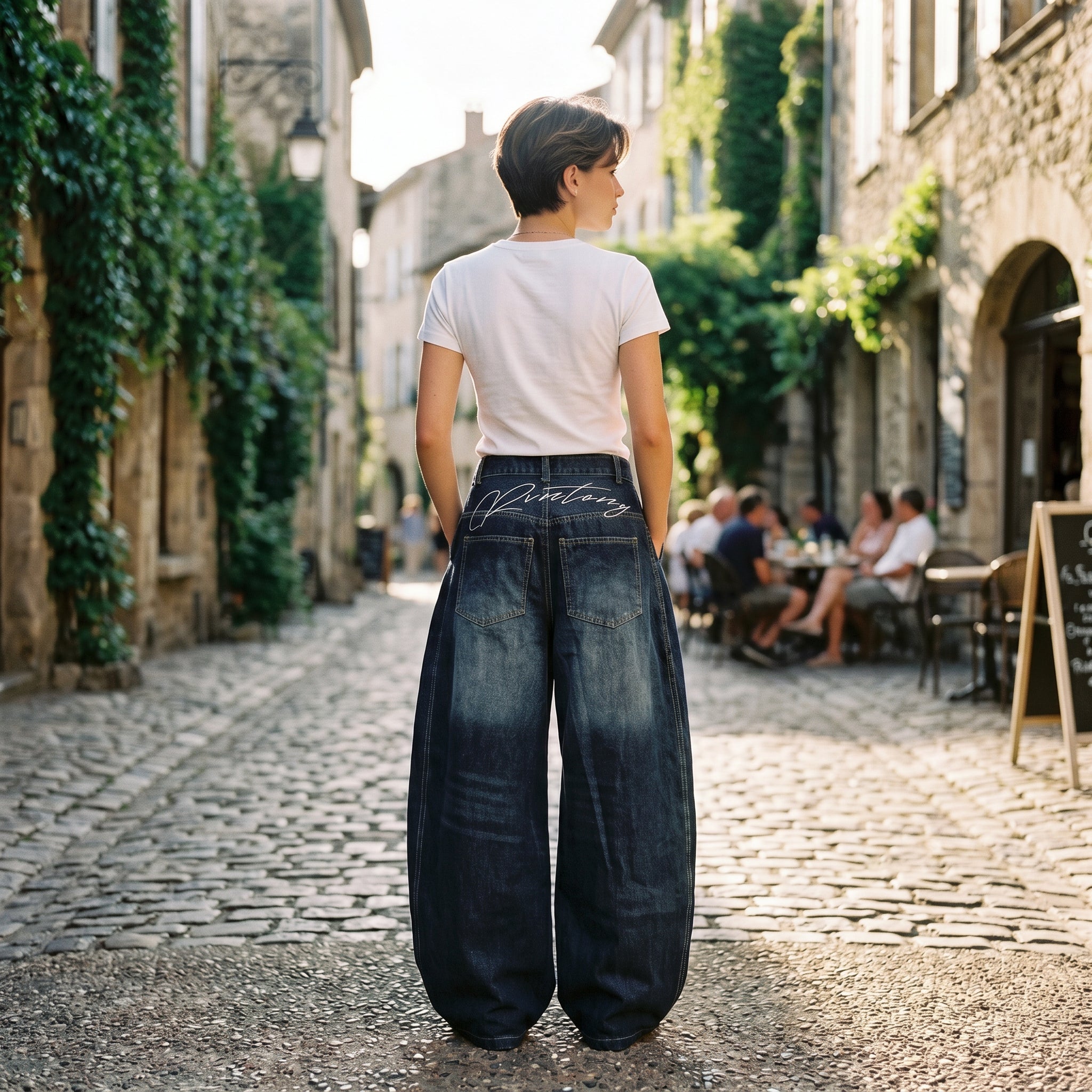 Saskia | Baggy Embroidered Patchwork Jeans