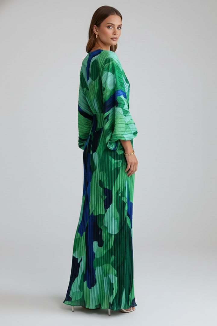 Romy | Pleated V-Neck Maxi Dress
