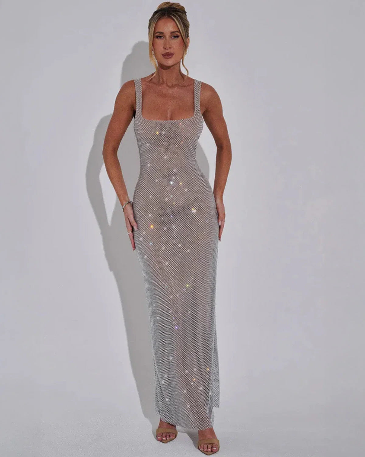 Celeste | Maxi Dress with Embellished Fabric