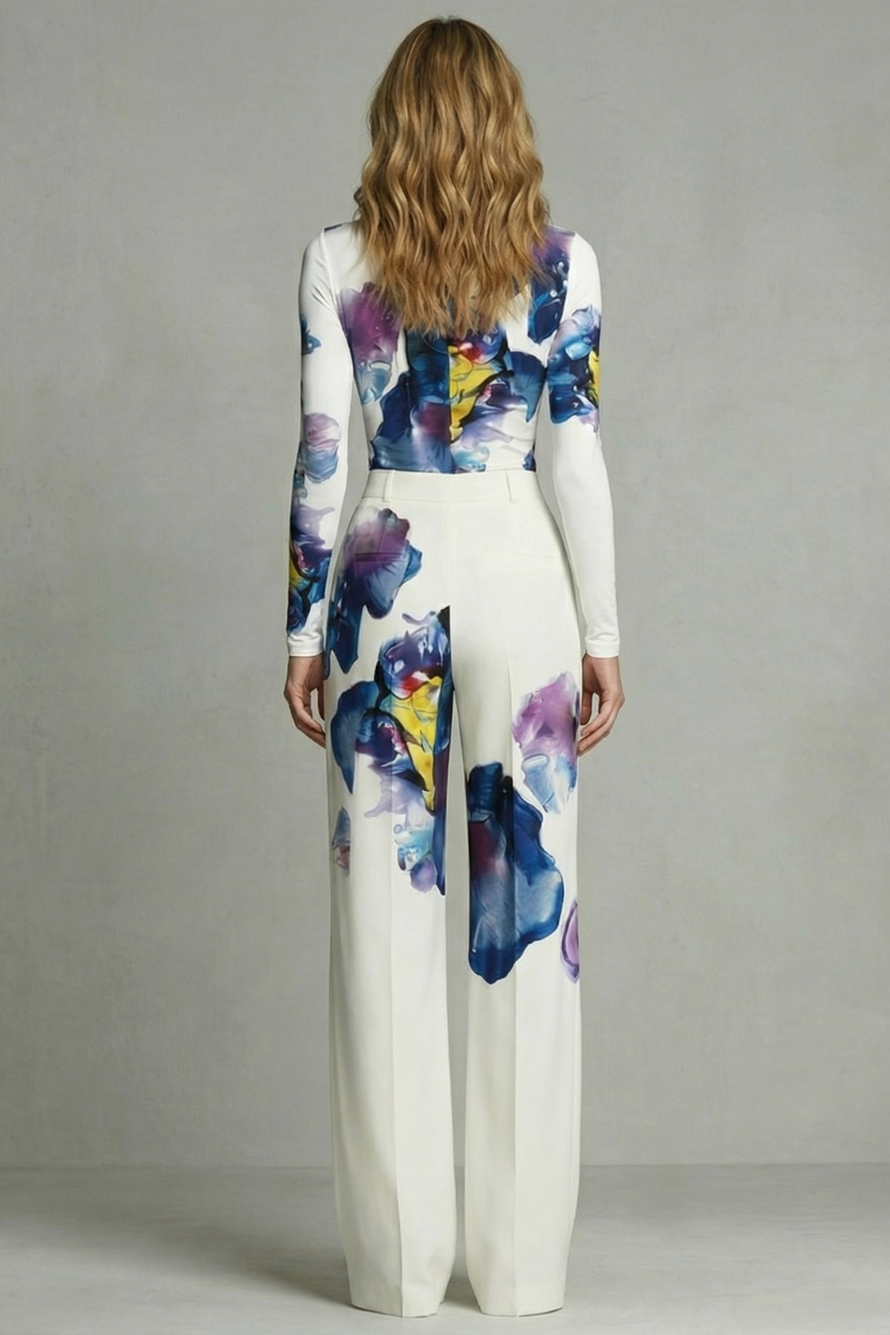Sorelle | Colourblock Floral Wide-Leg Top & Trouser Set