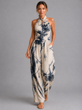 Margot | Printed Halter Wide-Leg Jumpsuit
