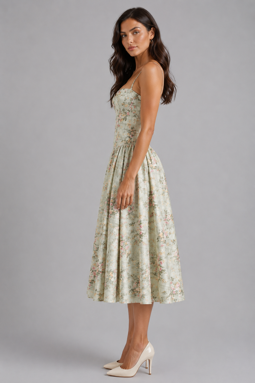 Valeria | Floral Corset Midi Dress