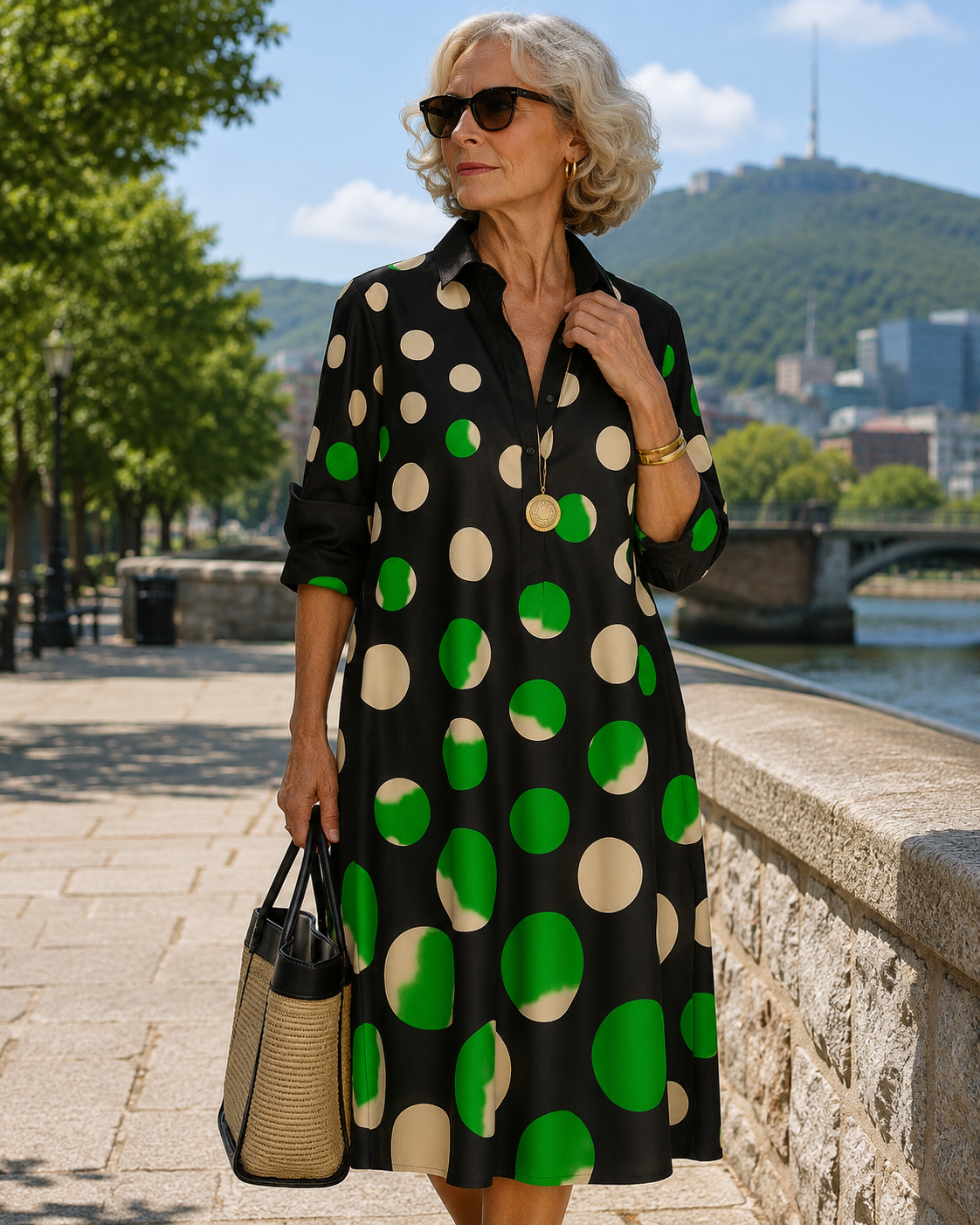 Ines | Polka Dot Print Midi Dress