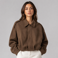 Mabel | Collared Faux Suede Bomber Jacket