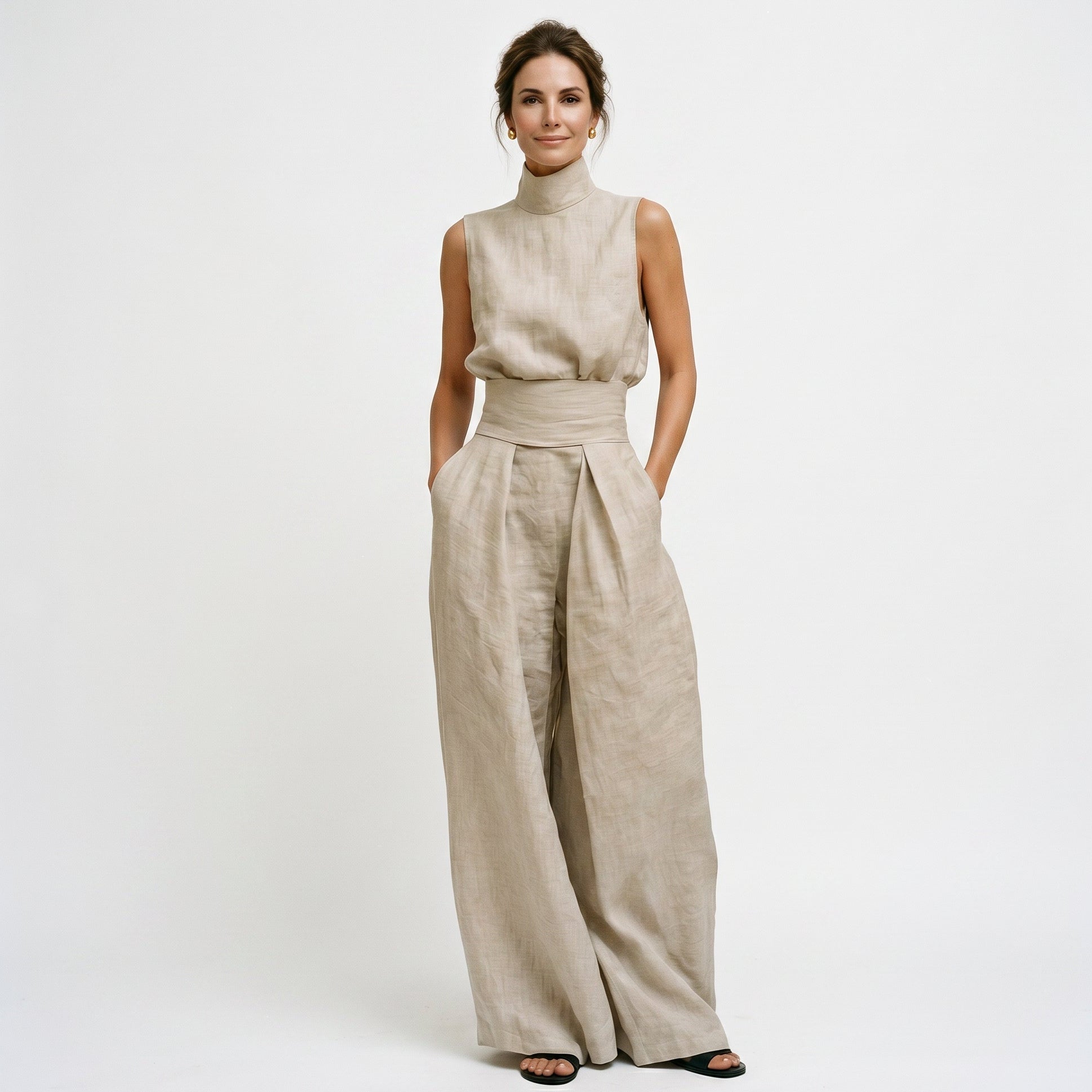 Juliette | Relaxed Minimalist Linen-Blend Blouse Set