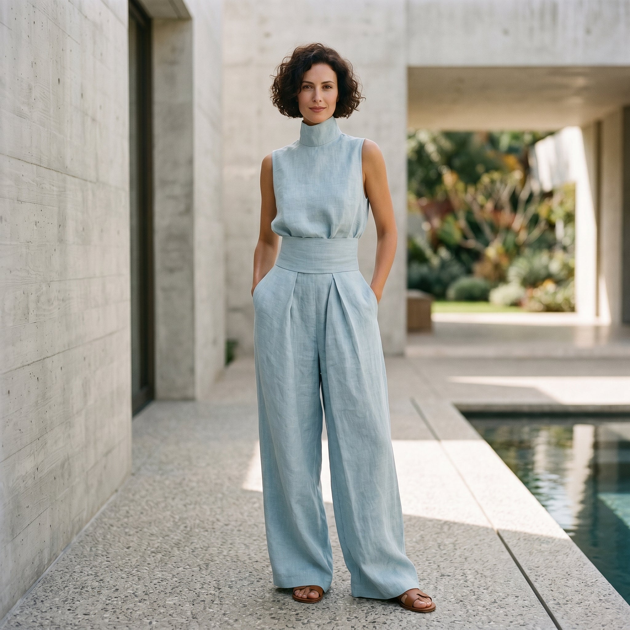 Juliette | Relaxed Minimalist Linen-Blend Blouse Set