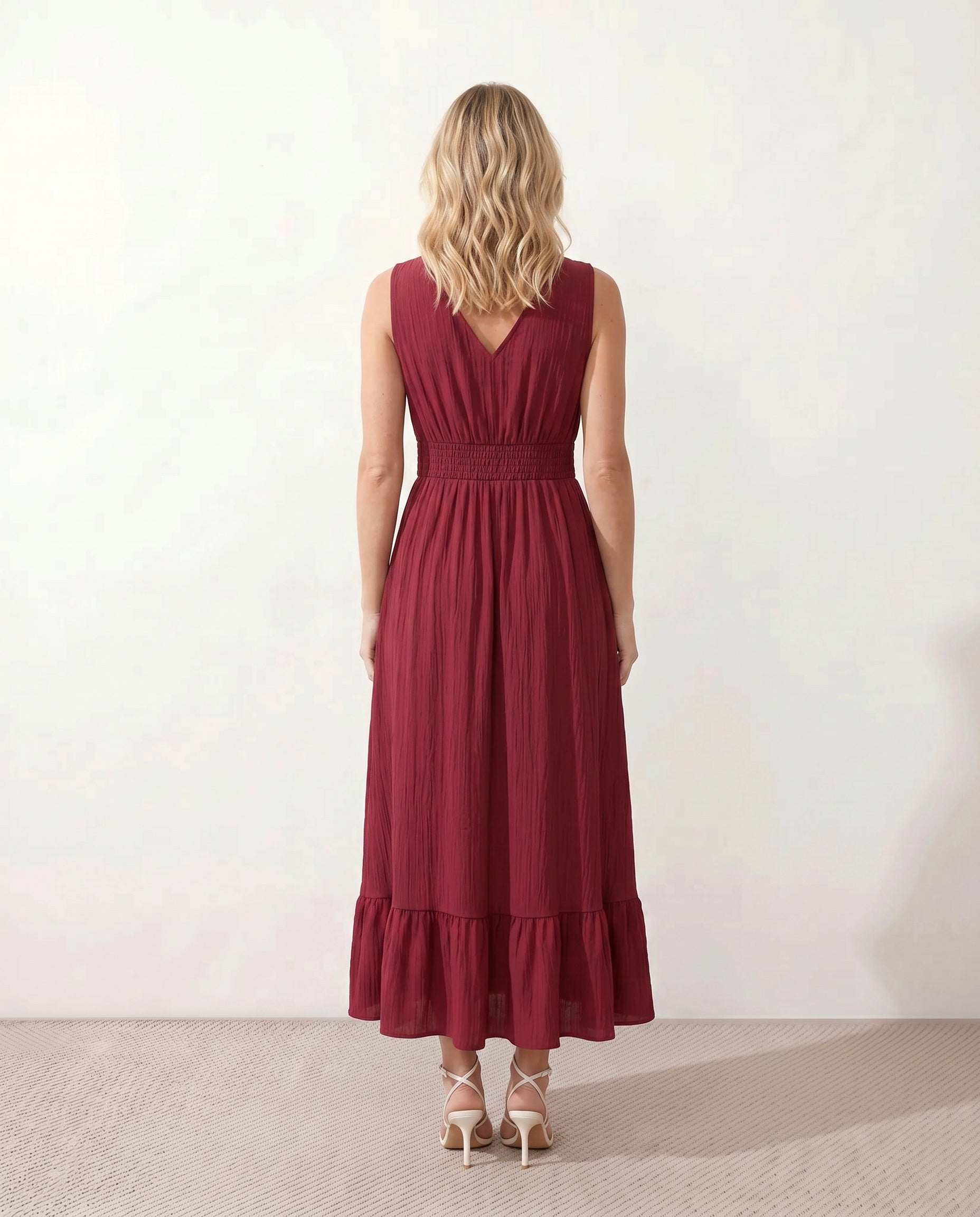 Mirtha | Low Back Ruffle Detail Midi Dress