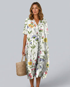 Isolde | Short Sleeve Floral Midi Dress