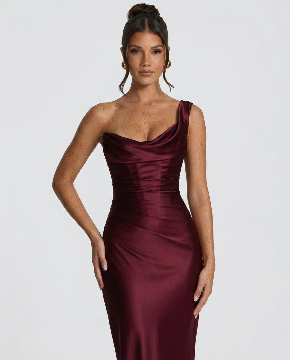 Delphine | Satin Corset Lace-Up Maxi Dress