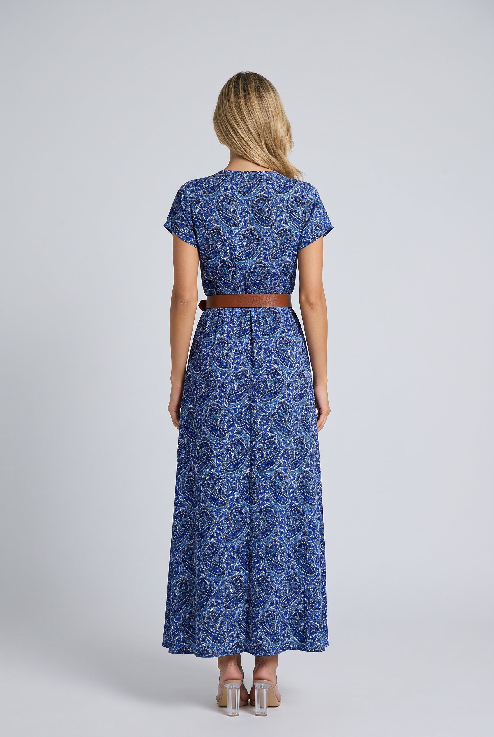 Delphine | V-Neck Belted Boho Maxi Dress
