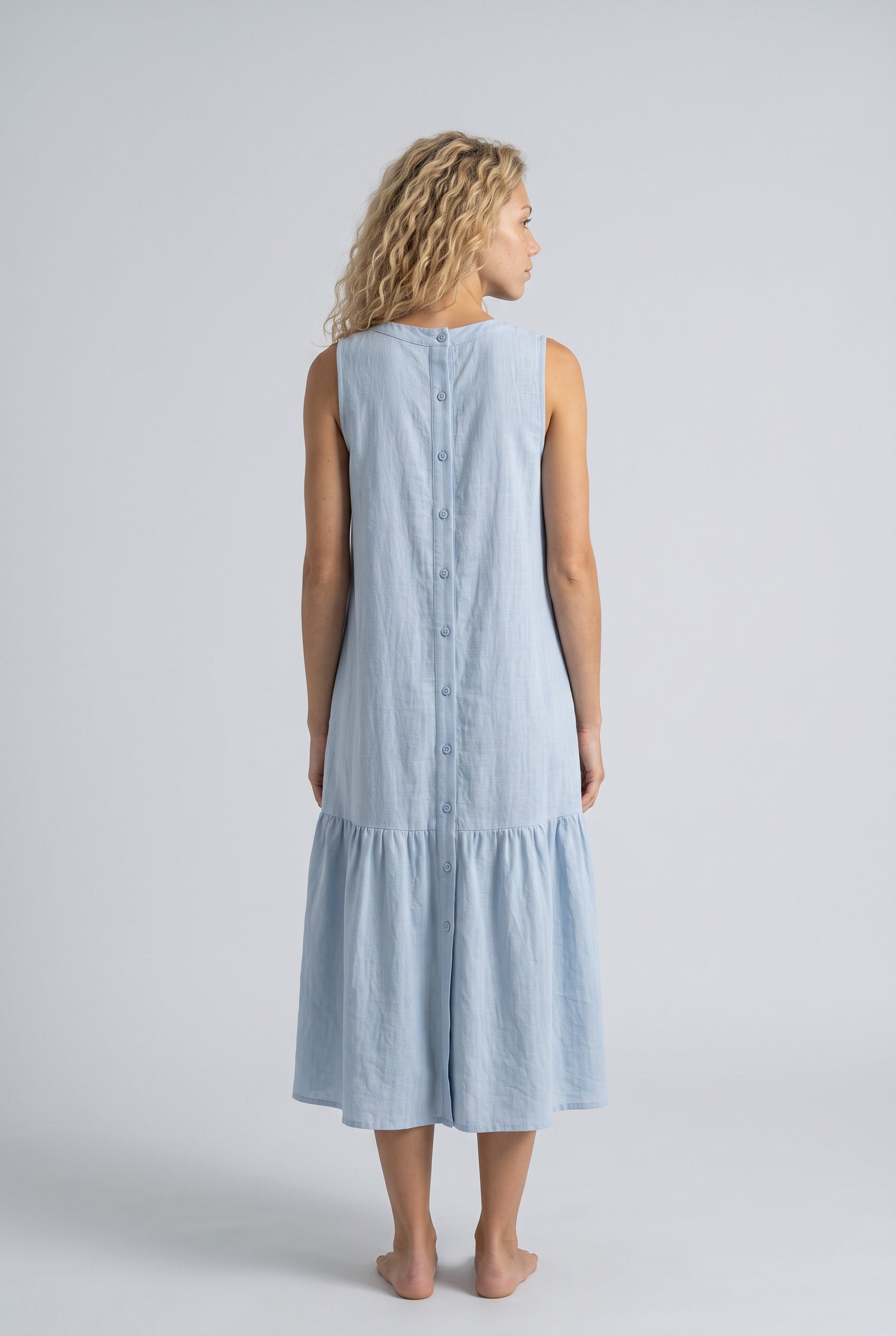 Ines | Sleeveless Button-Front Midi Dress