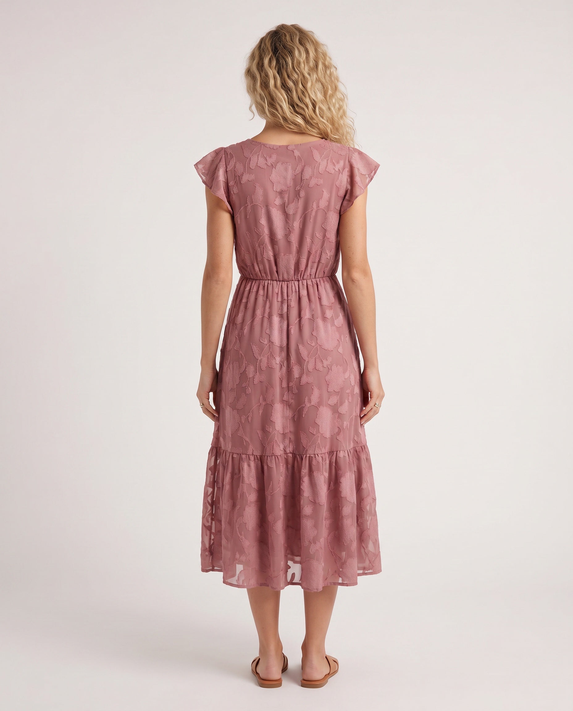 Talia | Floral Ruffle Detail Midi Dress