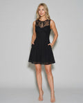 Sienna | Sleeveless Boat Neck Lace Mini Dress