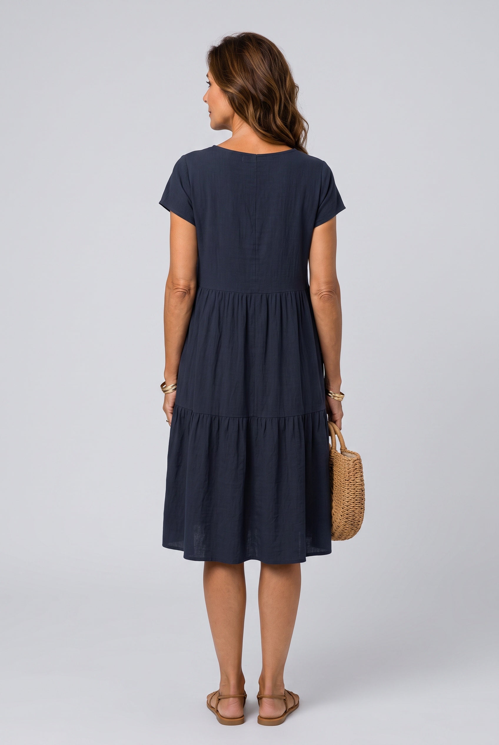 Colette | Short Sleeve Side Pocket Midi Dress