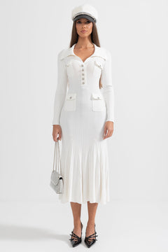 Sabine | Long Sleeve Ribbed Midi Dress