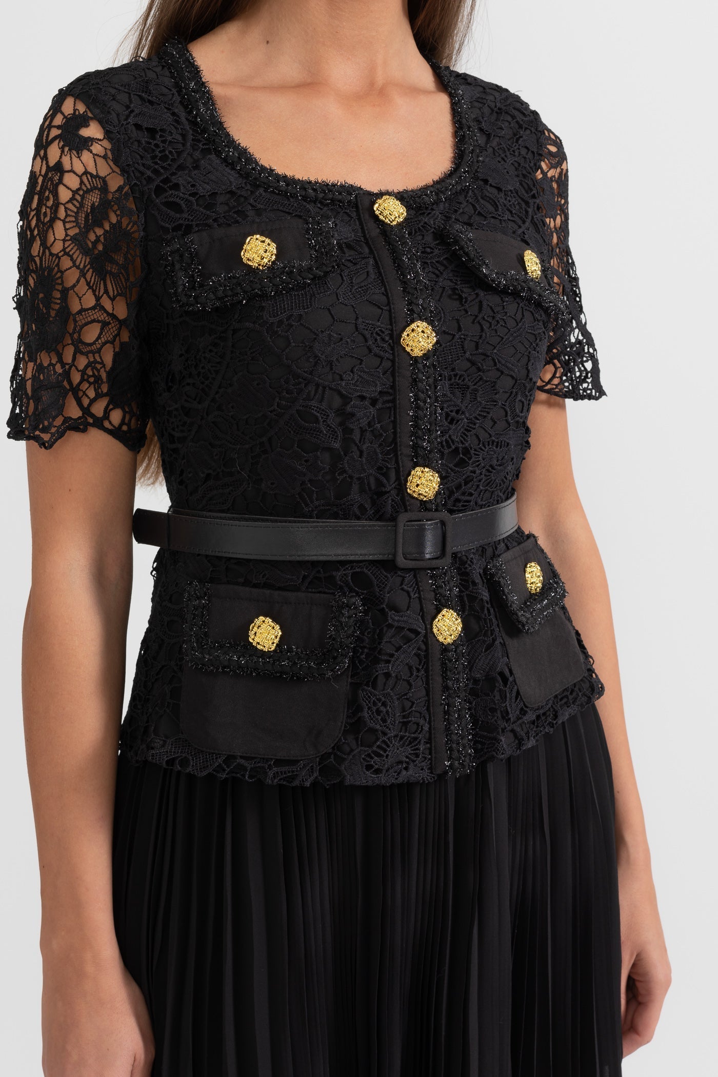 Amara | Lace Top Flared Midi Dress