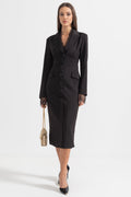 Reva | Buttoned Lace-Trim Midi Dress