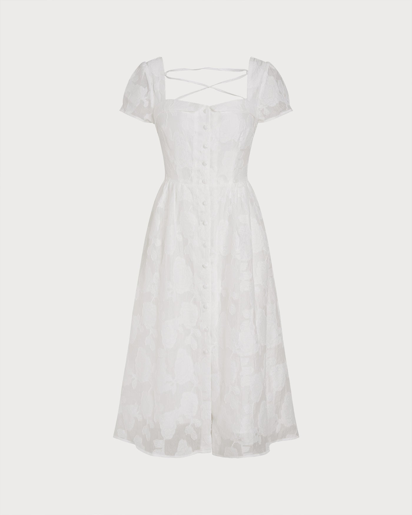 Seraphina | Square Neck Cross-Back Midi Dress