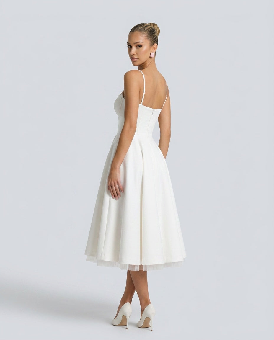 Gemma | Corset Full-Skirt Midi Dress
