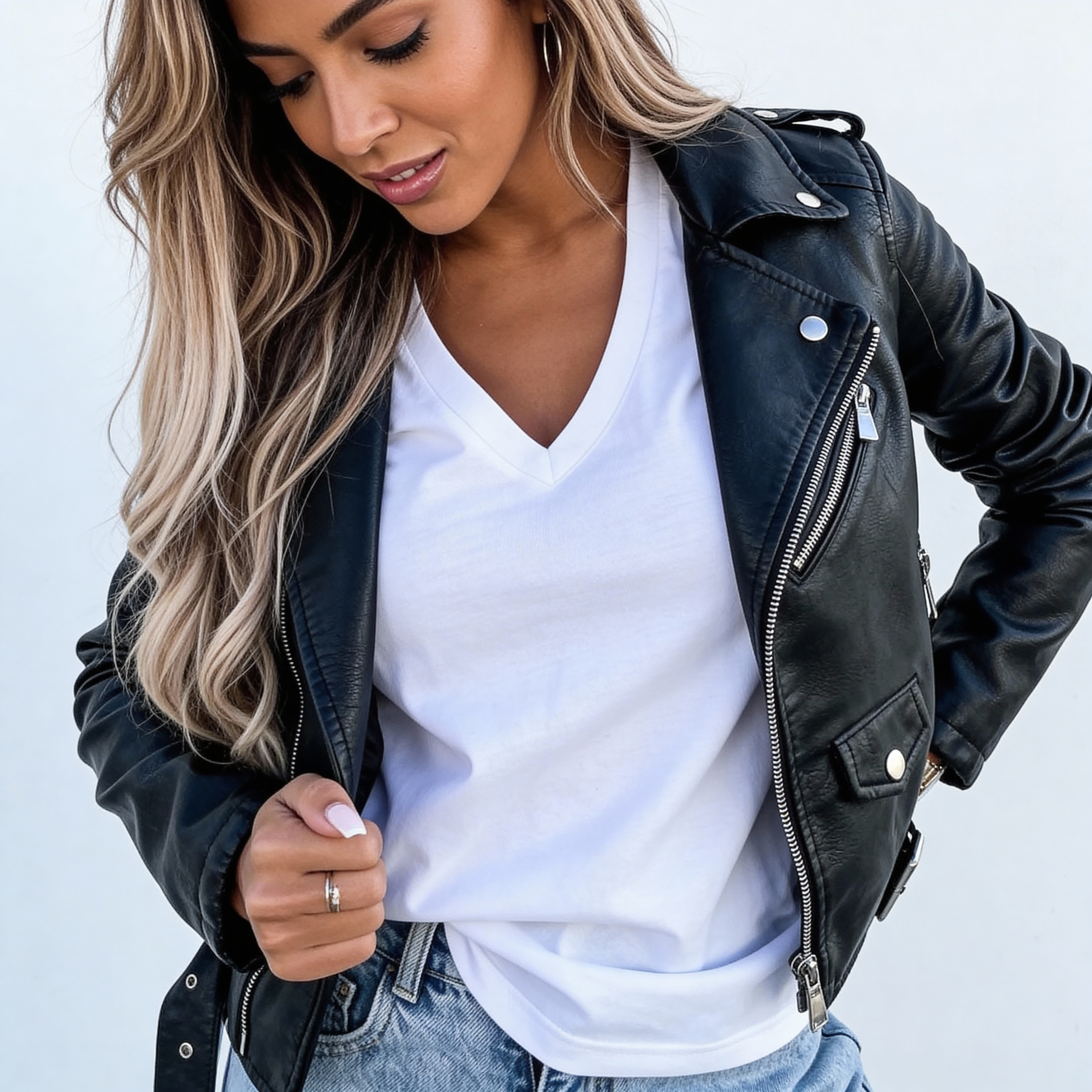 Raven | Faux Leather Biker Jacket