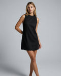 Caliora | Sleeveless Wavy Trim Linen-Blend Mini Dress
