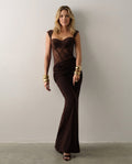 Edda | Lace Sweetheart Ruched Maxi Dress