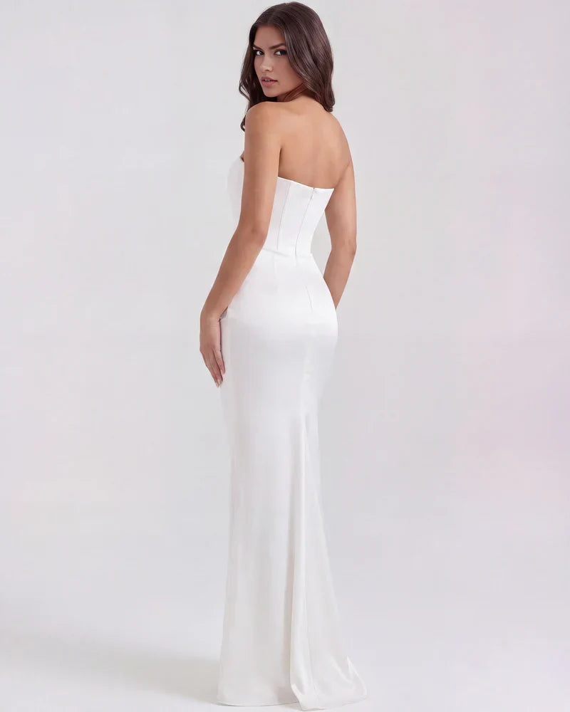 Noelia | Strapless Corset Ruched Maxi Dress