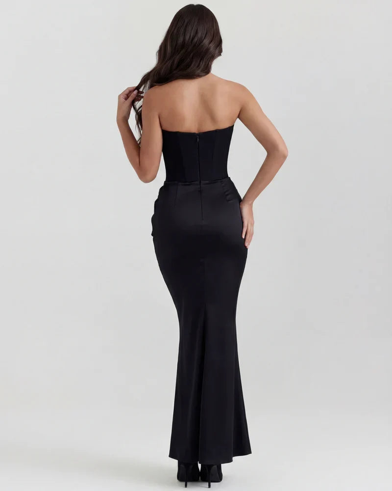 Noelia | Strapless Corset Ruched Maxi Dress
