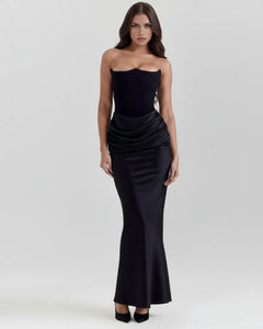 Noelia | Strapless Corset Ruched Maxi Dress